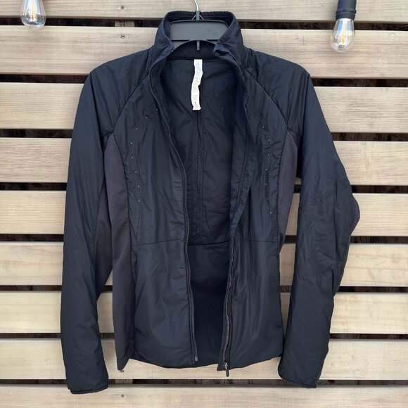 Lululemon Run For Cold Puffer Jacket Black PrimaLoft Insulated Full Zip Size 4 - Picture 3 of 9